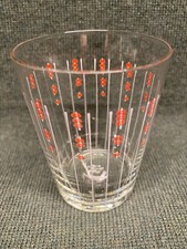 DDR Saftglas Glas Vintage, Retro mit Streifen und Emailmalerei, wie NEU