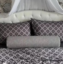 Deko Nackenrolle Zierkissen Bettauflage Edel Elegant Exklusiv Luxuriös 22x90 cm