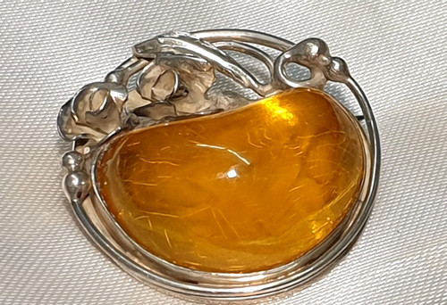 Jugendstil bernstein brosche - bernstein,
