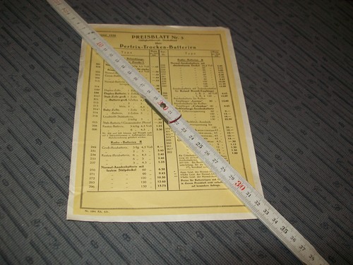 Original altes preisblatt - original,