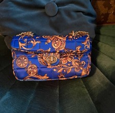 Tasche VERSACE Accessoire Handtasche Stoff Canvas Nylon, Blau Gold,  