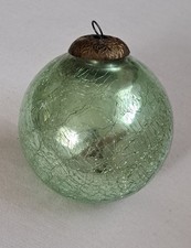Alte große schwere Quecksilber Crackle Glaskugel grün 10 cm vintage