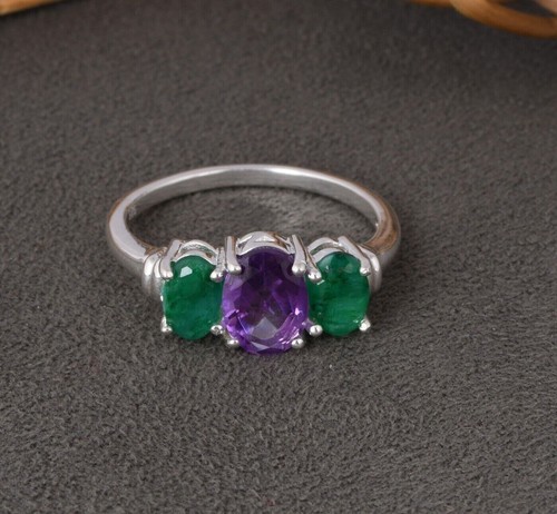 Amethyst und smaragd 925 - amethyst,
