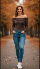 langärmeliger Body Bodysuit Oberteil Gr.XS braun neu