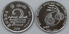Sri Lanka 2 Rupees Gedenkmünze 2011 Luftwaffe KM# 184 unz.