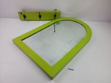 Spiegel Hakenleiste alt antik Wandspiegel Metallhaken grün Flur 1920er #252889