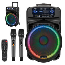 Drahtlose Lautsprechersäule 2x Mikrofon UHF SD Bluetooth FM USB LED 60 W