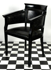 Armlehnstuhl Art Deco Bauhaus Büro Krakelee Leder schwarz