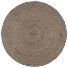 Handgefertigter Teppich Jute Rund 240 cm Grau Naturfaser Robust Dekorativ
