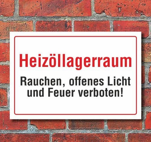 Schild heizöllagerraum - schild,