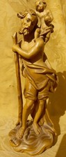 Hl. Christopherus, Holz, lasiert, 24 cm, Lepi, Heiligenfigur