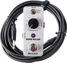 Mooer Noise Killer Effektpedal Noise Gate E-Gitarre silber True Bypass Set Kabel