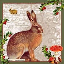 20 Servietten"Lepus"Nostalgie*Fliegenpilz*Herbst-Hase*Ornament 33 x 33cm Nouveau
