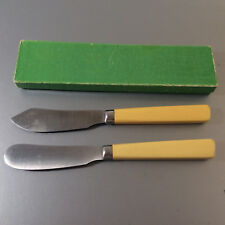 GML rostfrei Messer Set Buttermesser gelbe Griffe 50er Vintage