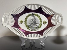 Durchbruch Schale patriotisches Porzellan „v.Hindenburg“ 1914 …