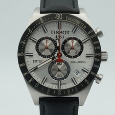 TISSOT PRS 516 QUARTZ CHRONO HERREN UHR 40MM STAHL MIT LEDER BAND T044417A