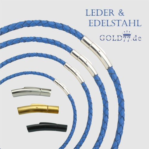 Lederkette blau geflochten - lederkette,