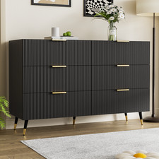 Kommode mit 6 Schubladen, 120 cm modern Wohnzimmer - Schubladenschrank - Schwarz