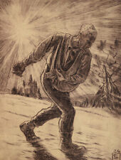 Lothar Sperl 1910-1987 Traunreut / Radierung 1934 "Der Sämann" Bauer Böhmerwald