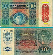 ÖSTERREICH / AUSTRIA 10 Kronen 1919 (VF-F)  P. 51  6212#❇️..