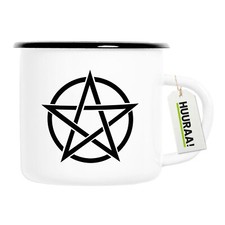Emaille Tasse Pentagramm Drudenfuß Vintage Geschenkidee Souvenir Präsent Wichtel