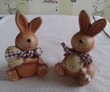 Osterhase Osterhasen Osterdeko aus Ton - 2 Stück