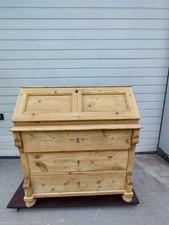 Gründerzeit Weichholz Schrägklappen Sekretär geschliffen unbehandelt