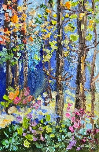 Bunter wald ölbild 10x15 - bunter,