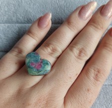 Sehr schöner 925 Silberring mit ectem Rubin in Fuchsit und KyanitGestempelt 925