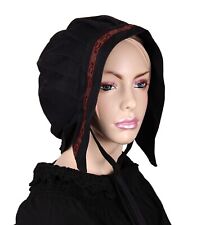 Tudorhaube Schwarz klein mit Borte Mittelalter Larp Haube Kopfbedeckung Theater