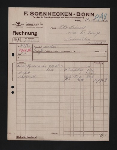 Bonn rechnung 1921 f - bonn,,