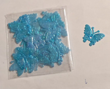 30 Schmetterlinge aus Stoff ** hellblau irisierend ** groß basteln Karten