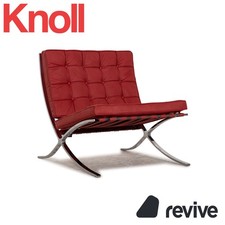 Knoll International Barcelona Chair Stoff Textilleder Sessel Rot Chair Vintage