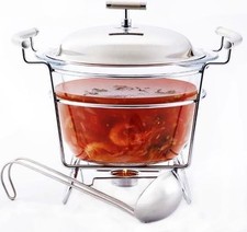 Glas Suppenterrine Suppentopf Speisewärmer Teelicht Wärmebehälter inkl. Löffel