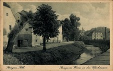 Ak Strzegom Striegau Schlesien,  Striegauer Wasser, Häuser, Fluss - 4903033