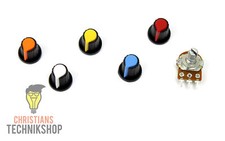 Potentiometer 6mm Welle inkl Knopf - Bereich (1k, 10k, 100kOhm) & Farbe wählbar 