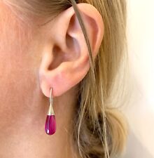 Schmuck-Designer-Ohrringe weinrote Rubelithe 925 Silber Pampeln Tropfenform Drop