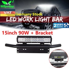 15Zoll 90W LED Arbeitsscheinwerfer Scheinwerfer Light Bar + Kennzeichenhalterung