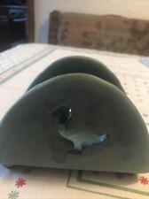 Alter massiver Notizzettelhalter, Zettelhalter aus Keramik, Vogel, Ente, Gans