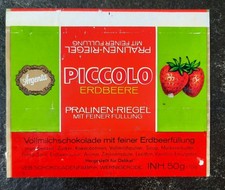 Schokoladenpapier Piccolo Erdbeere - Schokolade Riegel Argenta Wernigerode 