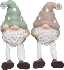 TrendLine Deko Kantenhocker Wichtel Keramik 12 cm grün beige  Dekofigur