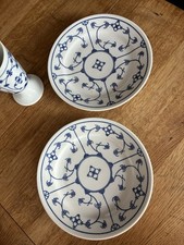 2 Dessertteller + Blumenvase oder Becher Strohblume Indisch Blau d =7cm, h=13 cm