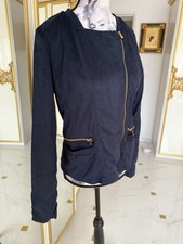 Kurzjacke 36 Dunkelblau Wildlederimitat Damenjacke NEU