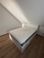 IKEA Brimnes Bett, 4 Schubladen, Weiß, Lattenrost, Matratze, 140x200 Cm