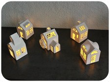 Deko Haus 5er Set (Nr.5) - zum Beleuchten, Weihnachtshaus Winterhaus Winterdorf