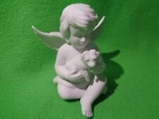 Mittlere sitzender Engel weiß mit  Hund  10 cm von Rosenthal