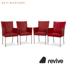 4er Garnitur bert plantagie ARC-E Leder Stuhl Rot Esszimmer