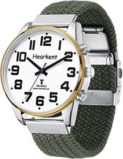 Sprechende Uhr mit Deutscher Stimme große Zahlen grün oder schwarzes Armband