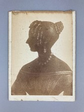 EDLES FRÜHES SEPIA ALBUMEN oder GELATINE FOTO SILHOUETTE PROFIL PORTRAIT DAME