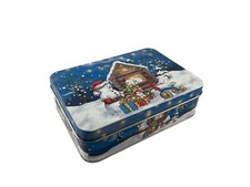 JES COLLECTION® Gebäckdose Blech Schneemann Winter Weihnachten Dreirad Holzhaus